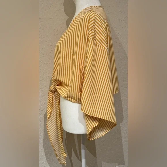 SHEIN Curve Angled Bell Sleeve Tie Front Striped Bolero Shrug Size XL - Picture 4 of 9